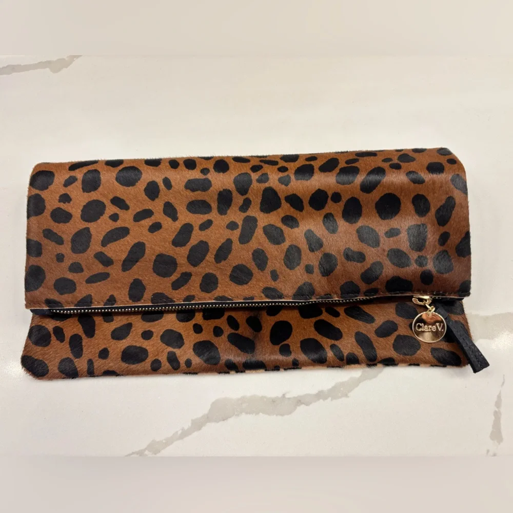Clare V Leopard Print Fold Over Clutch - Picture 3 of 9